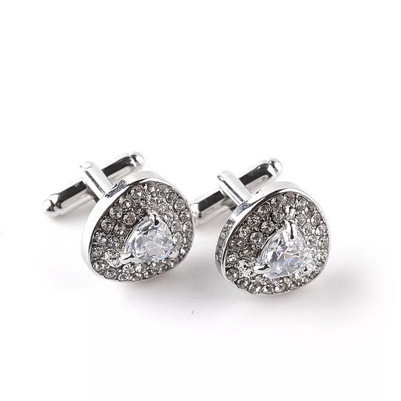NIB 14kt White Gold Diamond Cuff Links - Picture 2 of 2